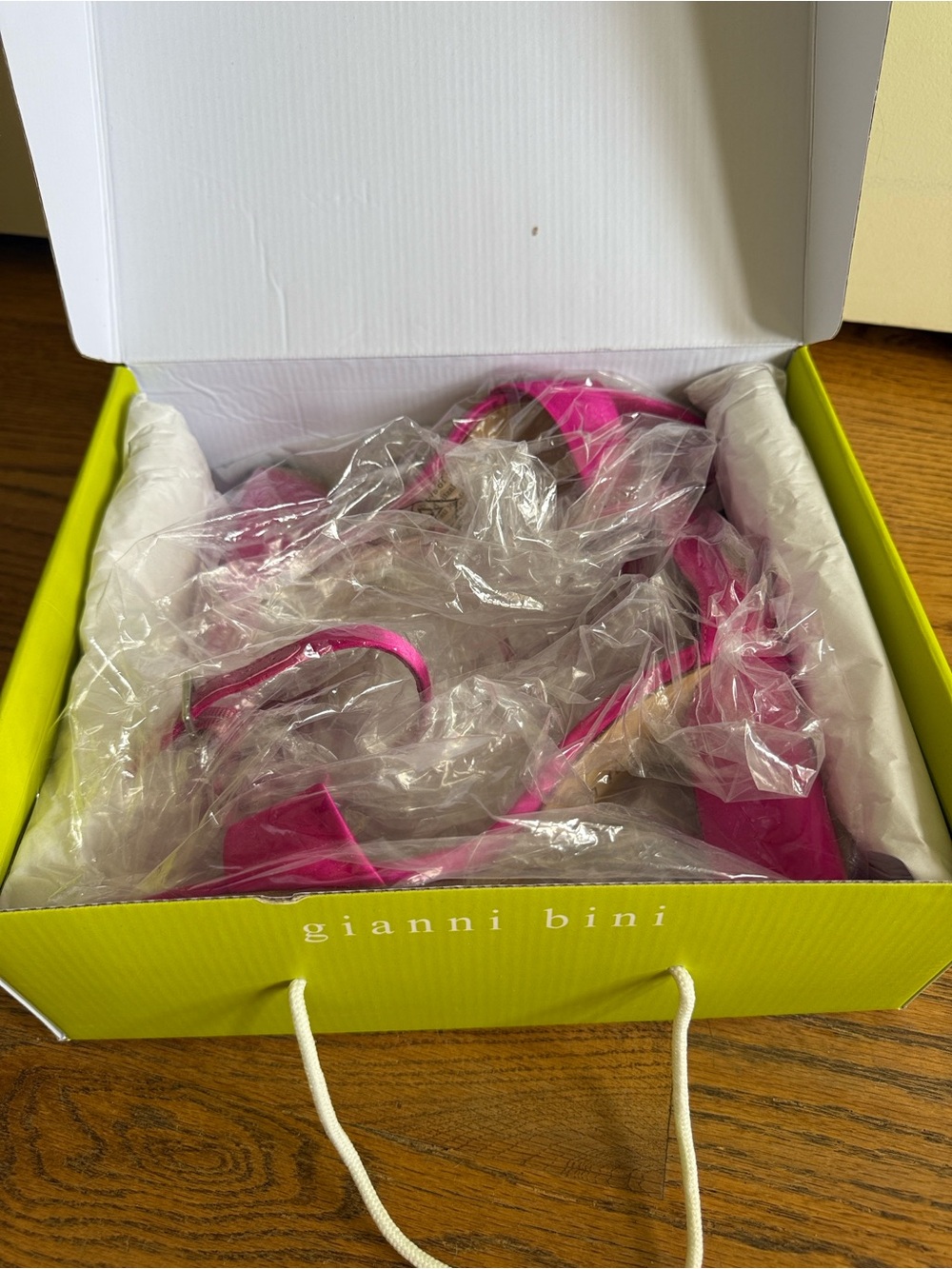 Gianni Bini Neon Pink Satin Heeled Sandals - Picture 10 of 10